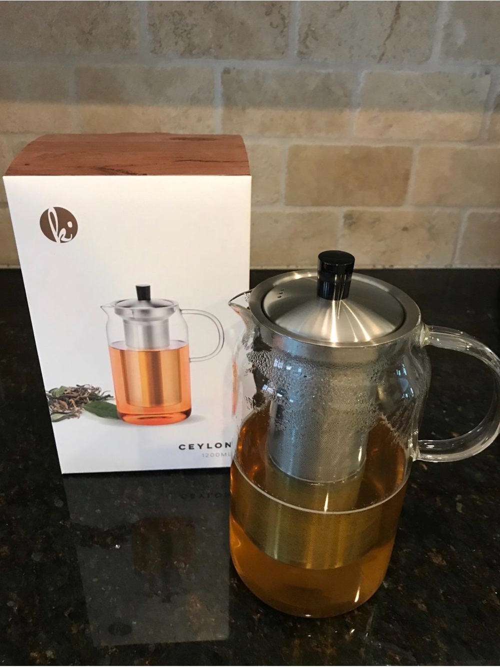 Borosilicate Glass Tea Kettle TeaPot Loose Tea Infuser Stainless Steel Strainer